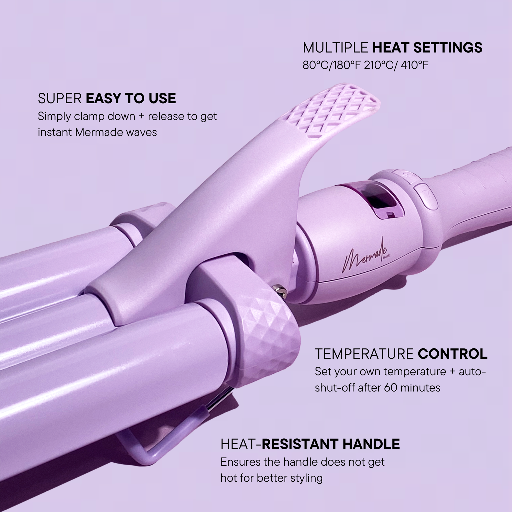 Features and benefits of the PRO Hair Waver - 22mm Cutie® Lilac