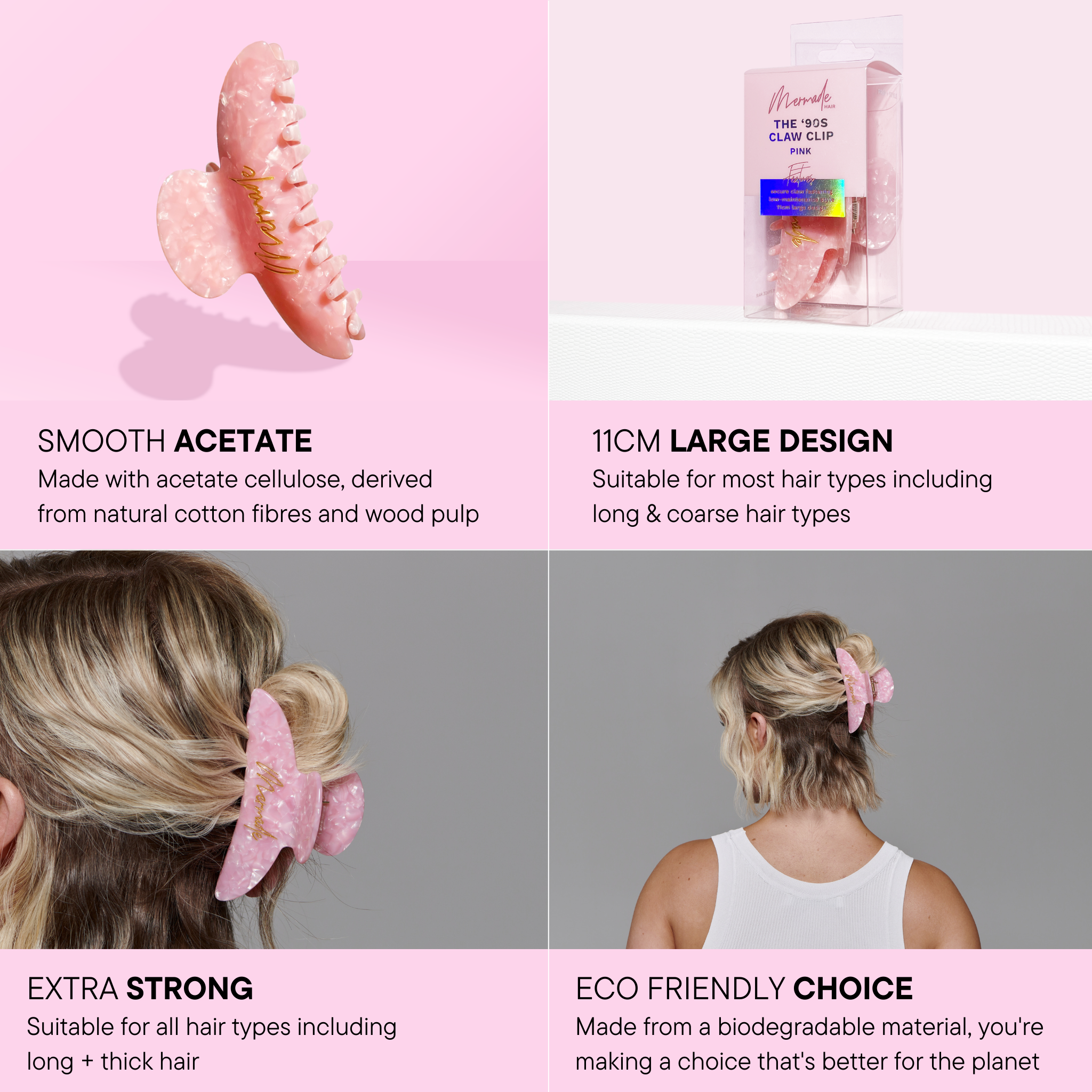 Features and benefits of the Claw Clip - Pink