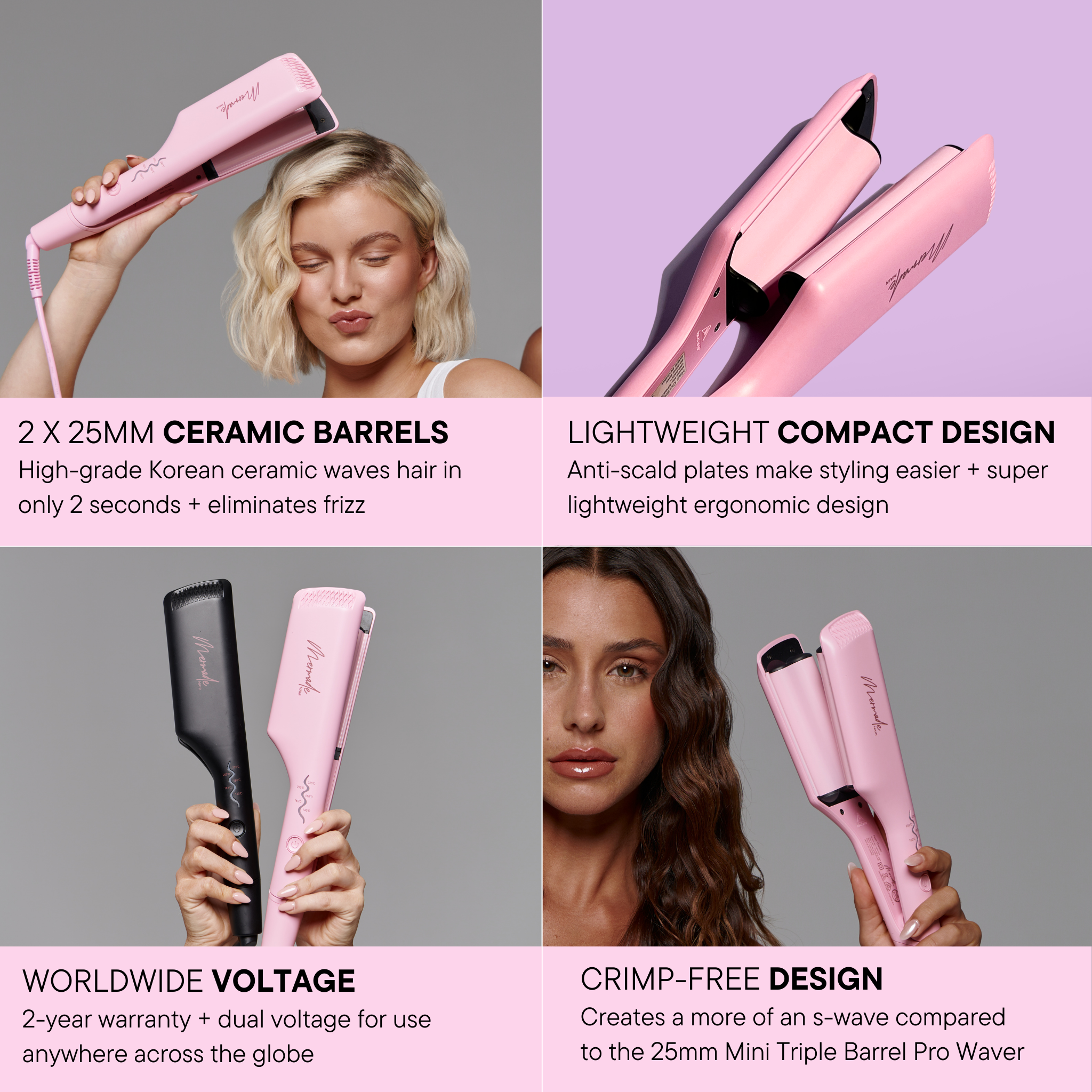 Features and benefits of the double waver pink