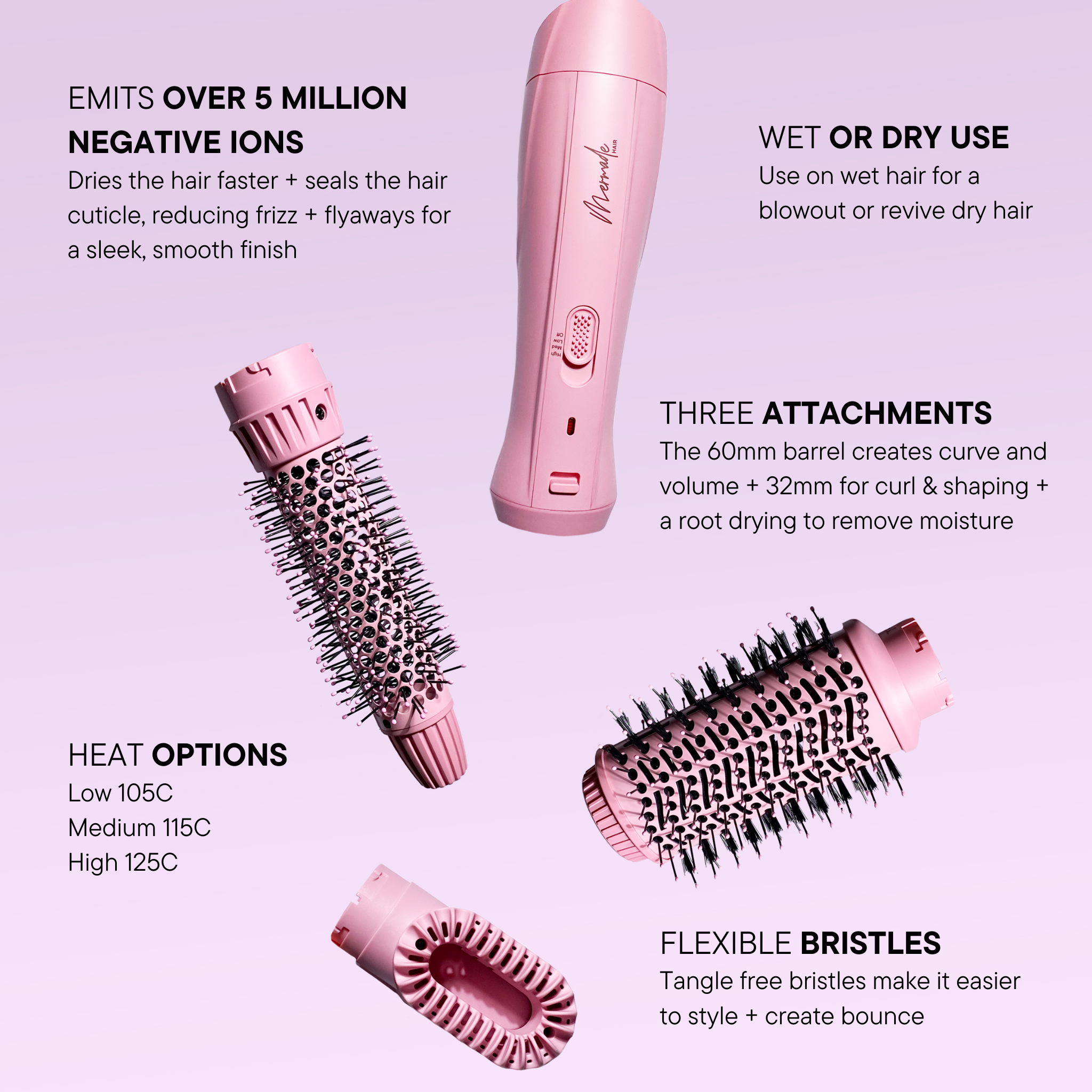 Mermade Ionic Interchangeable Blow Dry Brush